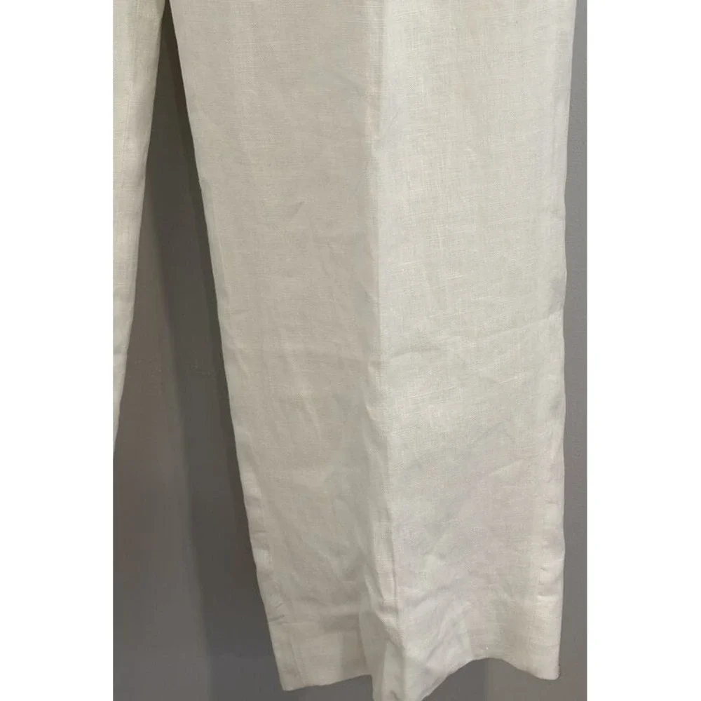 Banana Republic Lina Straight Linen Pants Womens Lined White Size 10